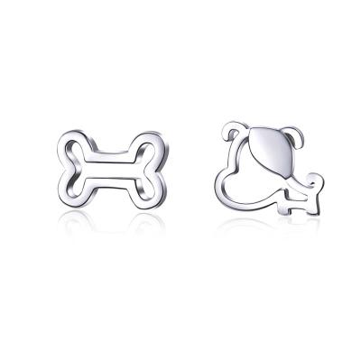 China Solid Sterling Silver Earrings Simple Animal Dog Head Stud Earrings For Men Girls Women Unisex for sale