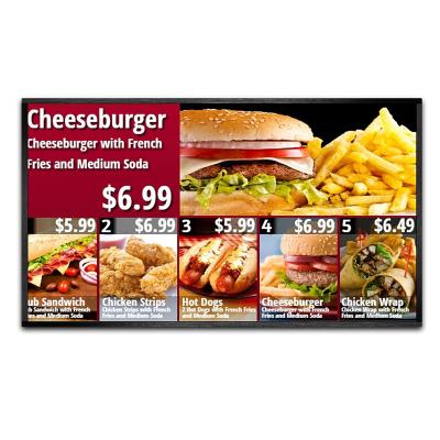 China 43 Inch LCD Displayer KFC Menu Board Indoor Market Advertising LCD Display Menu Board Wifi Digital Menu Signage Ultra-narrow for sale