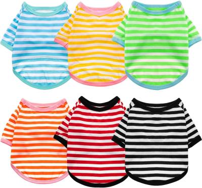 China Cotton Viable Colorful Breathable Dog Apparel Striped Pet T-Shirt For Small To Medium Dogs Puppy for sale