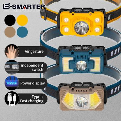 China USB Charging High Power Waterproof Camping Flashlight Headlamp Running Rechargeable Outdoor Head Lamp COB Sensor Head Torch for sale