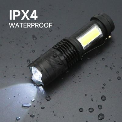 China Zoomable Led Zoomable Light Adjustable Modes Q5 Led+Cob Pocket Lamp 3W 300Lm Pocket Mini Cob Flashlights for sale