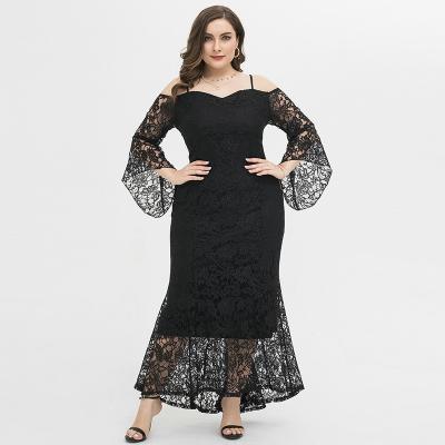 China Doubledudu Sustainable Women Clothing Plus Size Floral Chill Long Sleeve Lace Maxi Lace Dresses for sale