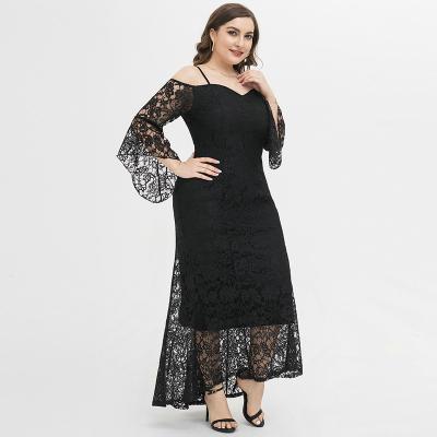 China Doubledudu Sustainable Women Clothing Plus Size Floral Chill Long Sleeve Lace Maxi Lace Dresses for sale