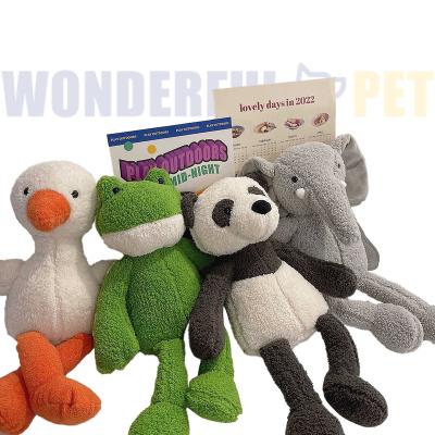 China Sustainable Wonderfulpet Animal Designer Stuffed Plush Wholesale Dog Toys Knit Cute Elephant Rabbit Chew Pet Squeak Toys for sale