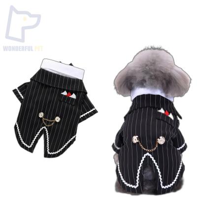 China Stocked WonderfulPet Scary Halloween Costume Luxury Pet Apparel Groom Dress Bow Tie Suit Handsome Dog Wedding Dress Pet Western Suit for sale