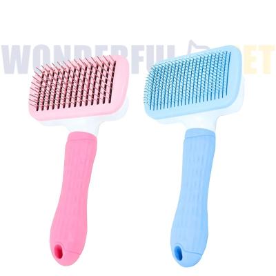 China Sustainable Wonderfulpet Dog and Cat Brush for Shedding Self Cleaning Dog Grooming Brush Pet Slicker Brush for Long or Short Haired Dog Cat for sale