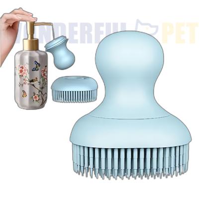 China Sustainable Wonderfulpet Multifunctional Pet Bath Brush For Dog and Cat Shower Massage Soft Silicone Comb with Shampoo Dispenser for sale