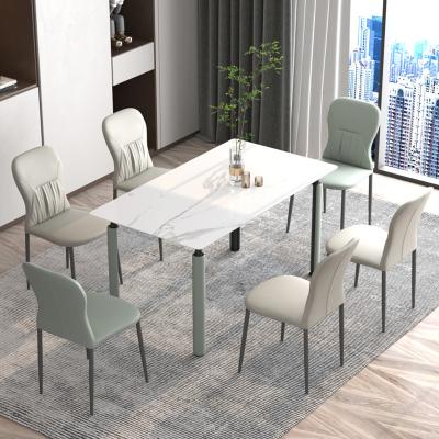 China COMODA 6 Portable Scratch Resistant Stone Chairs Dining Tables Agglomerated Marble Top Optional Sets For Home Hotel for sale