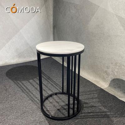 China Replace European Heavy Marble Stone Side Table Bed Modern Home Furniture Stainless Steel Base Sintered Coffee Tables Stone End Table for sale