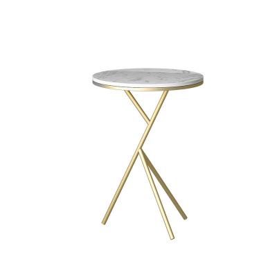 China European Style Scratch Proof Small Stone Coffee Tables Design Resistant Sintered Stereoscopic Side Table Exquisite Gold Tube for sale