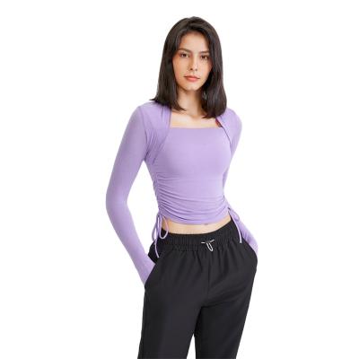 China Sustainable Tight Quick Dry Fitness Women Elastic Yoga Tops Long Sleeve T-Shirt Running Tops for sale