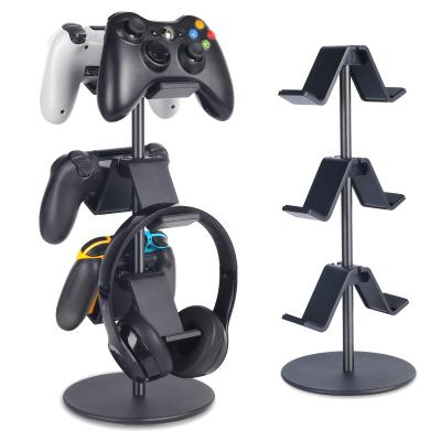 China Game Controller Storage 3-Layer Multi-Function Adjustable Game Controller Gamepad Holder Black Headset Display Rack Game Accessory Holder for sale