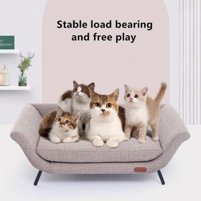 China Linen Gray Cat Bed Can Be Used As Pet Bed All The Year Round Scratch Resistant Bite Resistant Cat Easy To Clean Dog Nest for sale