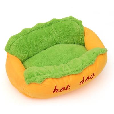 China Pet Lovely Dog Burger Cat Bed House Large Hamburger Hot Dog Intestine House Pet Pad Removable And Washable for sale