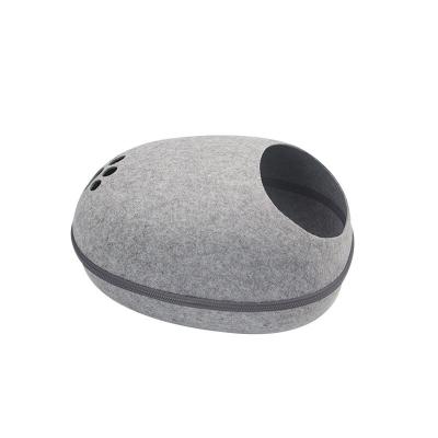 China Universal Space Felt Cat Bed Cave Semi Enclosed Removable Washable Eggshell Nest for sale