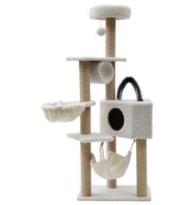 China 7cm / 8cm Wood Cat Tree Tower Fleece Cloth For Large Cats for sale