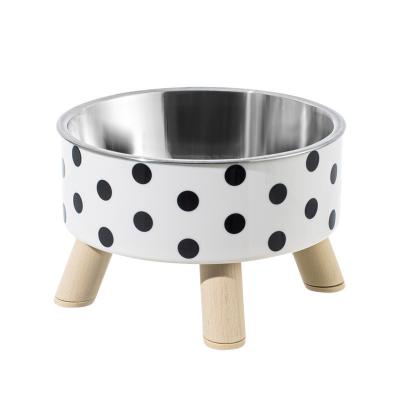 China Pet Stainless Steel Elevated Single Bowl Anti-Upset Non-Slip Bowl Large Capacity Anti-Cervical Spine Dog Food Bowl for sale