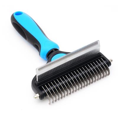 Κίνα Pet 2-In-1 Detangling Grooming Comb Cat Hair Cleaner Removal Dense Toothed Dog Rake Brush προς πώληση