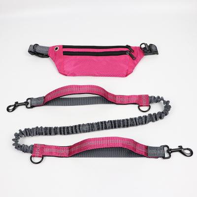 중국 Pet Reflective Hands Free Leash With Waist Bag And Telescopic Adjustment Dog Upgraded Foam Hand Grip Leash 판매용