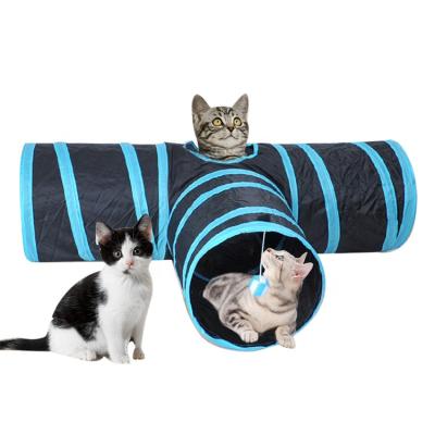 China Portable Collapsible 3 Way Cat Tunnel With Pom Ball for sale