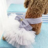 China Aanbiddelijke Gestreepte Mesh Dog Princess Dresses With-Boog Te koop