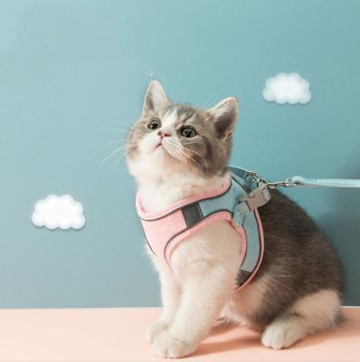 China ABS Adjustable Cat Harness Reflective Pet Vest Pink Comfort for sale