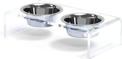 China Acrylic Elevated Dog And Cat Pet Feeder with 2 Set Removable Food and Water Bowls for sale