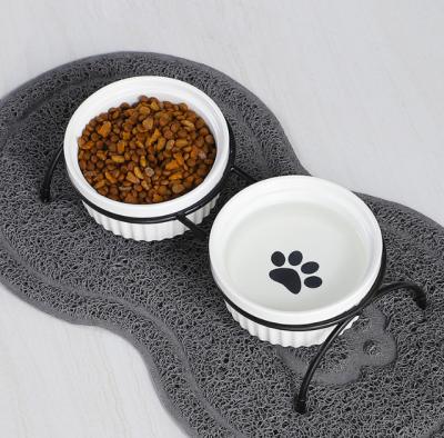 China Ceramic Adjustable Elevated Cat Feeder Raised Food Dish for sale