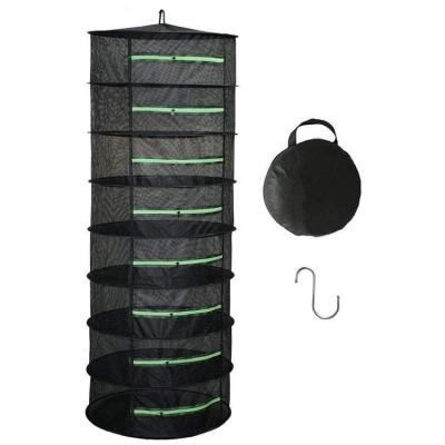 China Drying Herb Indoor 2ft Zipper Plant Drying Rack W/Green Net Hanging 8 Layer Herb Drying Net Net for sale