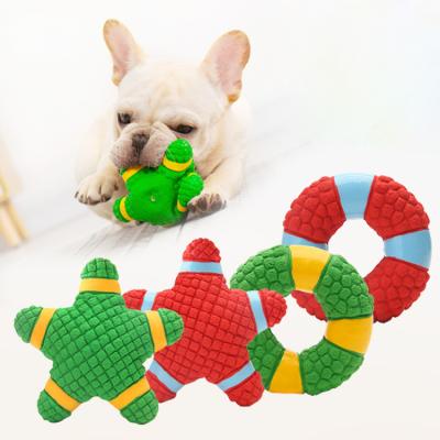 China Wholesale Viable Ring Donuts Starfish Squeaky Toys Latex Cotton Dogs Bite Chew Toys Sound Voice Toys for sale