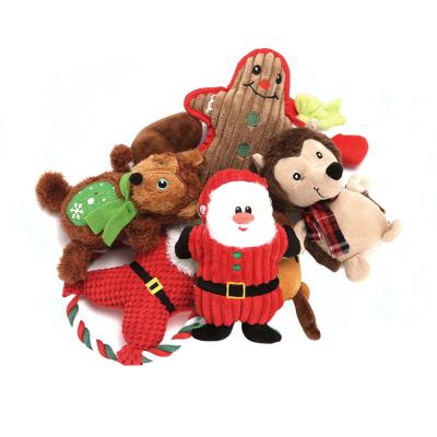 China Viable Supplier Plush Santa Claus Reindeer Toy Pet Toy Dog Squeak Interactive Christmas Pet Toys for sale