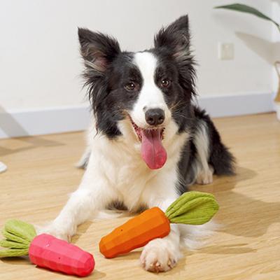 China Rubber Chew Toy Carrot Shape No Stuffing Toy For Dogs Squeaky Vocal New Design 2021 Viable Luxury Dog Latex for sale