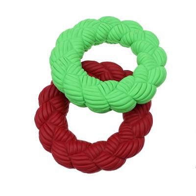 China Sustainable Circle Ring Dog Chew Toys Chewers Bamboo Weaving Pet Toys Chew Dog Toys for sale