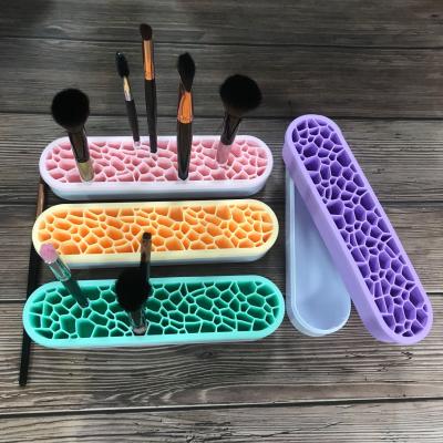 China Multifunctional Hot Selling Portable Cosmetic Brush Holder Makeup Stand Case Silicone Accessories Organizer for sale