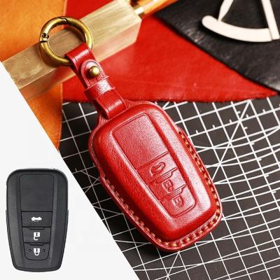 China Handcraft Car Key Cover Suit For Toyota 2018 3 Buttons Lock FOB Remote Protector With One Key Chain for sale