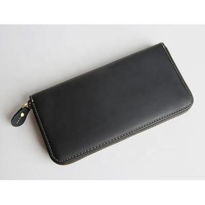 China Multifunctional men's long wallet made of genuine Crazy Horse leather for sale