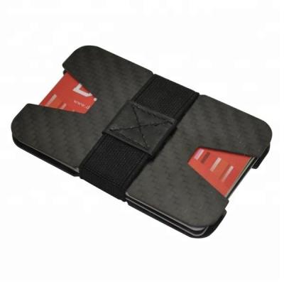 China Credit Card Carbon Fiber Card Holder With Colorful Elastic Bands Strap for sale