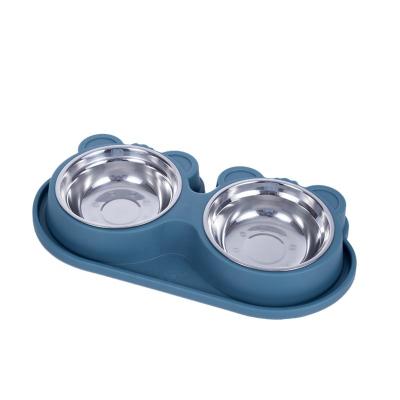 China Double Non-automatic Stainless Steel Pet Bowl Pet Feeders And Waterer for sale