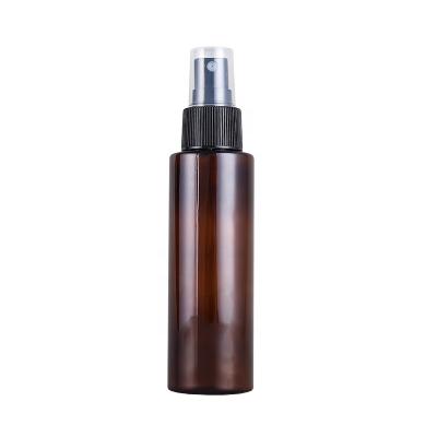 China BEAUTY PACKAGING 30ml 50ml 100ml 200ml Amber Round Cylinder PET Plastic Cosmetic Bottle for sale