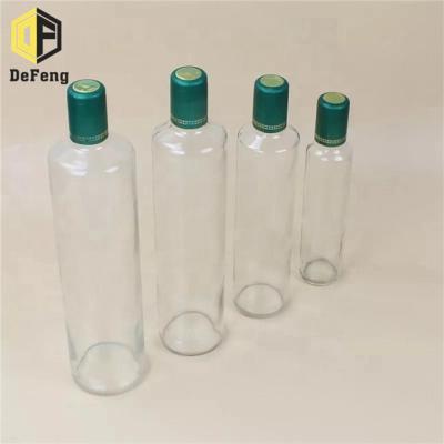 China Frying Oil 100ml 250ml 500ml Round Shape Olive Oil Glass Bottle Kitchen Glass Clear Bottles for sale