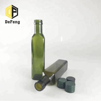 China 250ml Frying Oil Square Green Camellia Oil Bottle Olive Oil Bottle Walnut Oil Bottle for sale