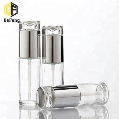 China Cosmetics Package 20ml 30ml 40ml 50ml 60ml Round Latex Pump Glass Bottle Emulsion Bottle for sale