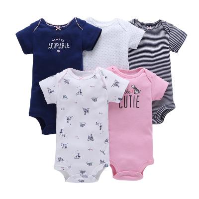 China New Wholesale 5PCS Eco-friendly Short Sleeve Set Ribbed Romper Baby Organic Cotton for sale