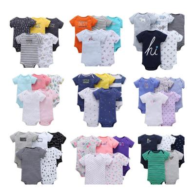 China High Quality 5PCS Eco-friendly Short Sleeve Set Rompers Overalls Baby Romper Organic Cotton for sale