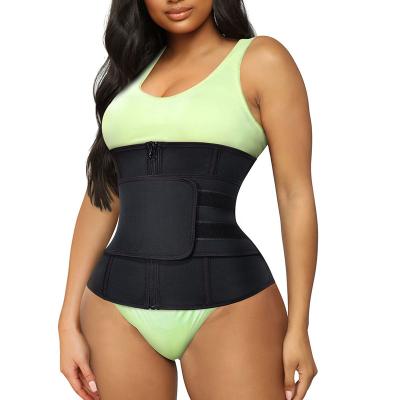 China Double neoprene compression fat women sauna sweat body waist shaper burning belt cincher slimming corset waist trainer fajas for sale