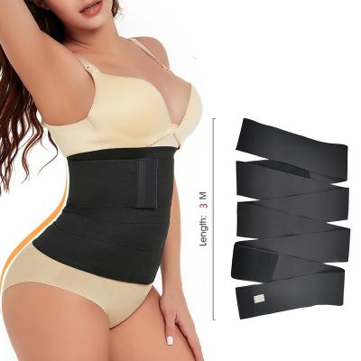 China Trainer 4 or 3 Meter Women Flat Bandage Waist Wrap Body Shaper Belly Belt Dropship Elastic Band Weight Loss Support Belt for sale