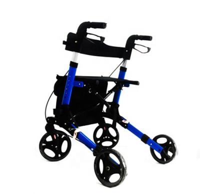 China Hot Sale Aluminum Alloy Portable Foldable Walking Aid Rollator Elder Walker for sale