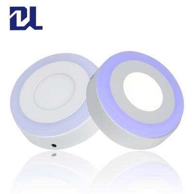 China Double Color Suface Round LED Panel Light High Quality Design Indoor Ceiling 6500k 3+3w 6+3w 12+4w 18+6w Double Color Surface Round Led Panel Light for sale