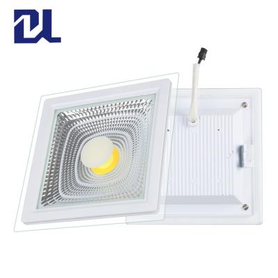 China Modern hot sale thin commercial lighting recessed cob square glass 5w 7w 10w 15w 24w led downlight for sale