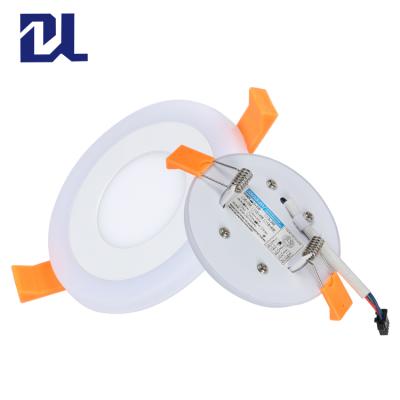 China Double color recessed round led panel light hot sale double color 3+3w 6+3w 12+4w 18+6w recessed mounted round desk lighting smd led panel for sale